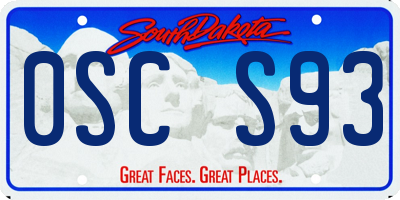 SD license plate 0SCS93