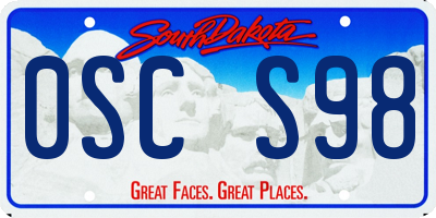 SD license plate 0SCS98