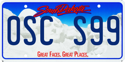 SD license plate 0SCS99
