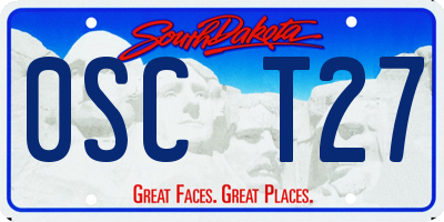 SD license plate 0SCT27
