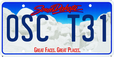 SD license plate 0SCT31