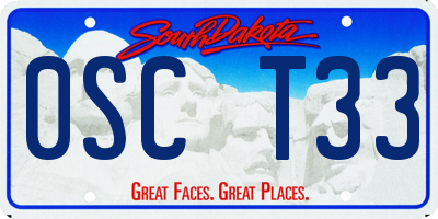 SD license plate 0SCT33