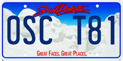 SD license plate 0SCT81