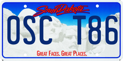 SD license plate 0SCT86
