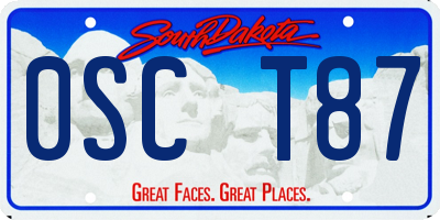 SD license plate 0SCT87