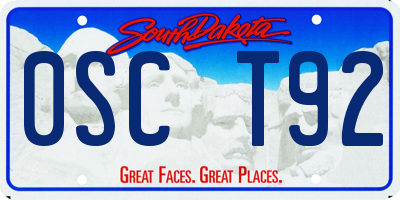 SD license plate 0SCT92