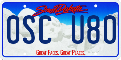 SD license plate 0SCU80