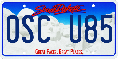 SD license plate 0SCU85