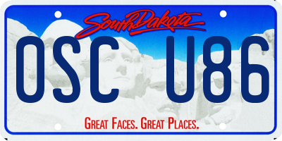 SD license plate 0SCU86