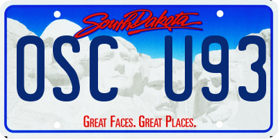 SD license plate 0SCU93