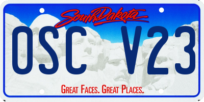 SD license plate 0SCV23