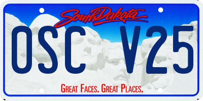 SD license plate 0SCV25