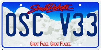SD license plate 0SCV33