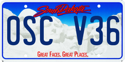 SD license plate 0SCV36