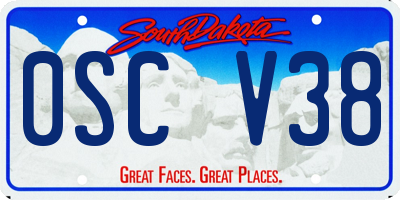 SD license plate 0SCV38