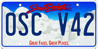 SD license plate 0SCV42