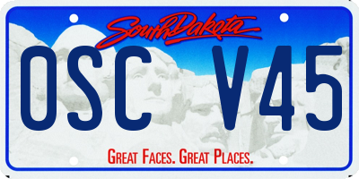 SD license plate 0SCV45