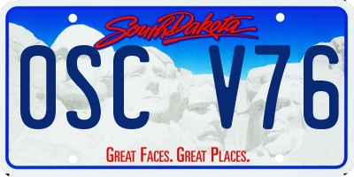 SD license plate 0SCV76