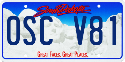 SD license plate 0SCV81