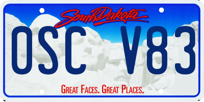 SD license plate 0SCV83