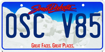 SD license plate 0SCV85