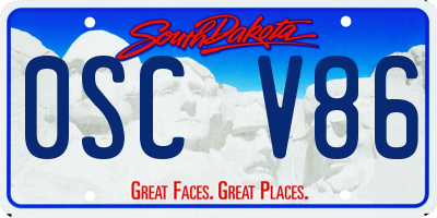 SD license plate 0SCV86