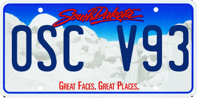 SD license plate 0SCV93