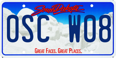 SD license plate 0SCW08