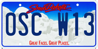 SD license plate 0SCW13