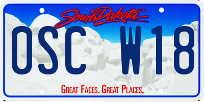 SD license plate 0SCW18