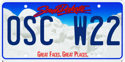SD license plate 0SCW22