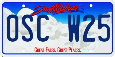 SD license plate 0SCW25