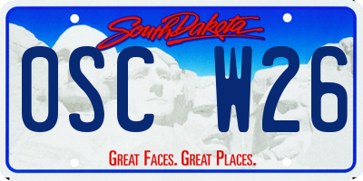 SD license plate 0SCW26