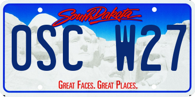 SD license plate 0SCW27