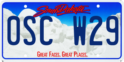 SD license plate 0SCW29