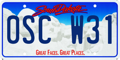 SD license plate 0SCW31