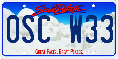 SD license plate 0SCW33