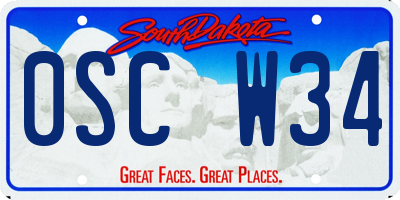 SD license plate 0SCW34