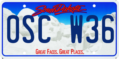 SD license plate 0SCW36