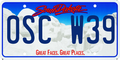 SD license plate 0SCW39