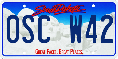SD license plate 0SCW42