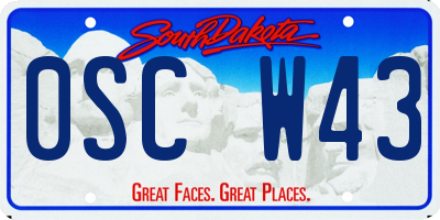 SD license plate 0SCW43