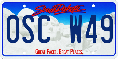 SD license plate 0SCW49