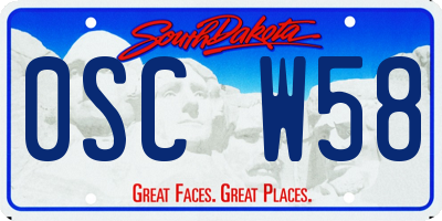 SD license plate 0SCW58