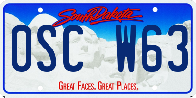 SD license plate 0SCW63