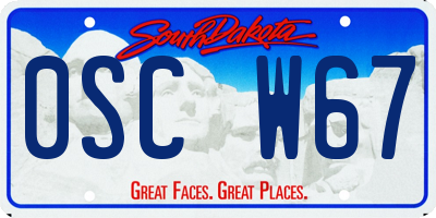 SD license plate 0SCW67