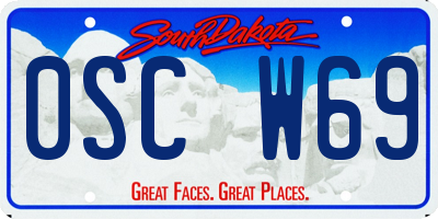 SD license plate 0SCW69