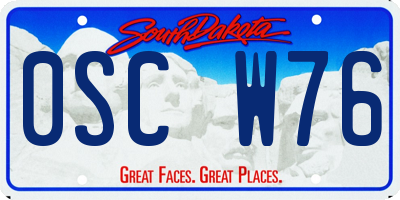 SD license plate 0SCW76