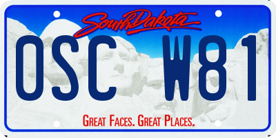 SD license plate 0SCW81