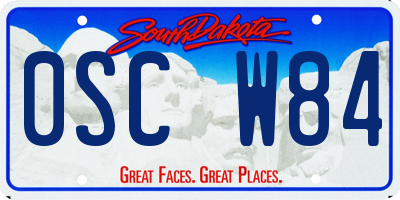 SD license plate 0SCW84